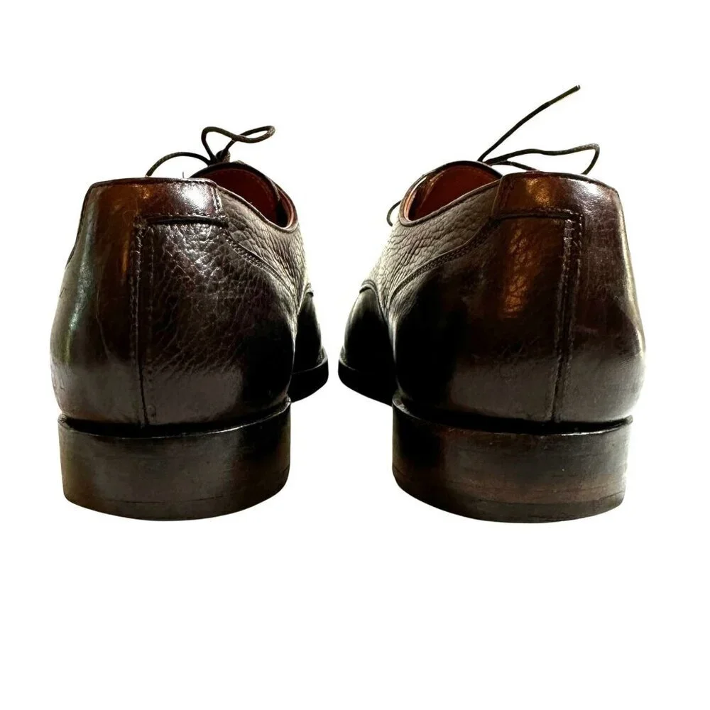 Brooks Brothers Peal & Co Brown Grain Alogonquin Leather Oxford Shoes Size 8.5 D